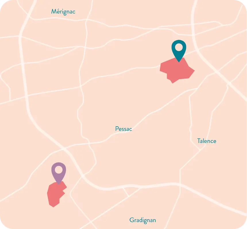 Carte localisation du Registre ATENA à Bordeaux